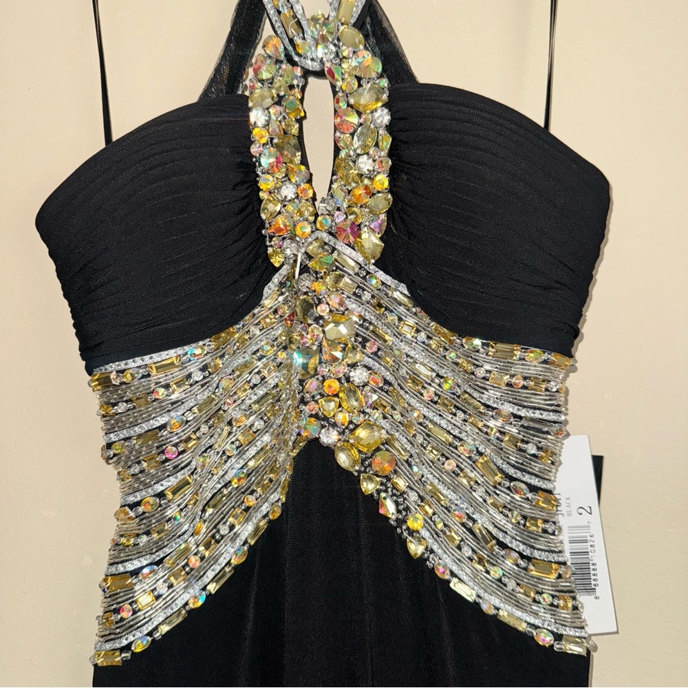 Terani Couture Black Jeweled Cutout Prom Dress Size 2 NWT! - Picture 4 of 12